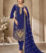 Women’s embroidered unstitched salwar suit dress material with dupatta