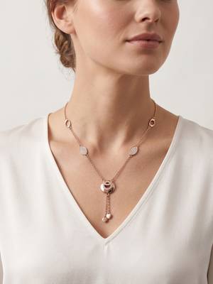 925 Sterling Silver Rose Gold  Cubic Zirconia Circle Lariat Necklace Set with Heart Tassels 1