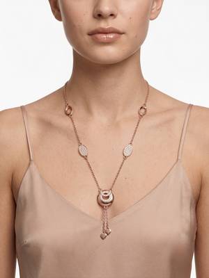 925 Sterling Silver Rose Gold  Cubic Zirconia Circle Lariat Necklace Set with Heart Tassels 3