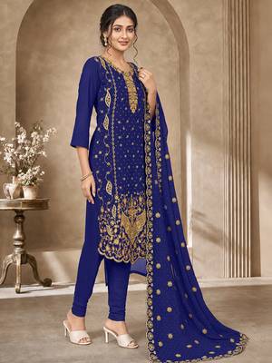 Women’s embroidered unstitched salwar suit dress material with dupatta 3