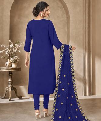 Women’s embroidered unstitched salwar suit dress material with dupatta 4