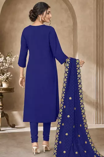 Women’s embroidered unstitched salwar suit dress material with dupatta