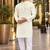 Beige embroidered silk straight kurta