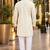 Beige embroidered silk straight kurta