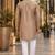 Brown embroidered silk straight kurta