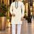 White embroidered silk straight kurta