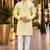 Yellow embroidered silk straight kurta