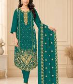 Women’s embroidered unstitched salwar suit dress material with dupatta