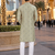 Green embroidered silk straight kurta