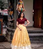 Moonga silk blend Navratri Special Solid Free Size Lehenga Choli with Printed Satin Mirror Dupatta
