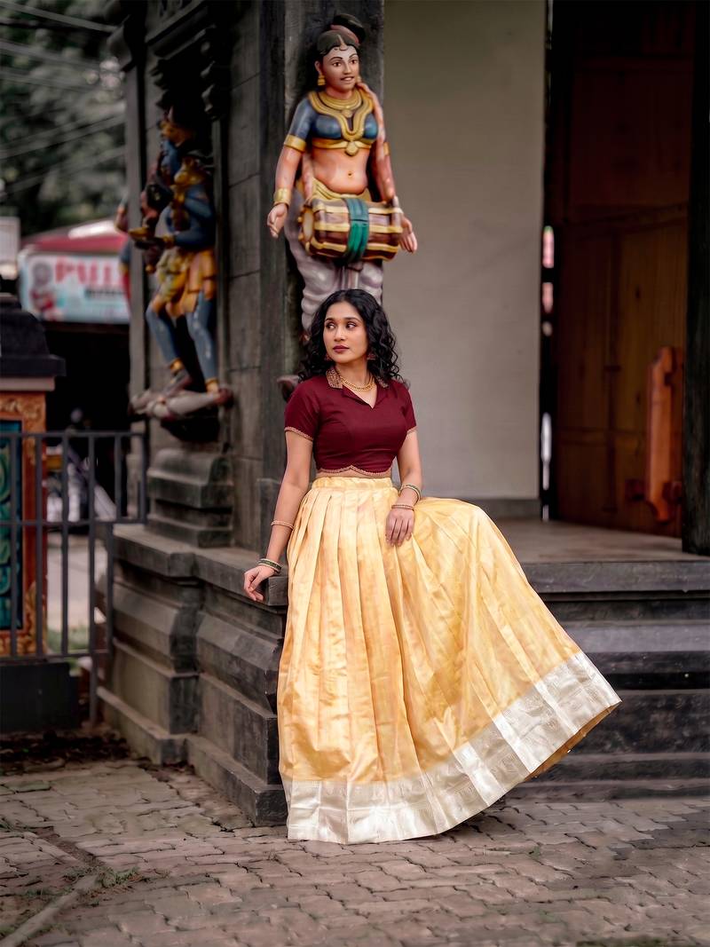 Moonga silk blend Navratri Special Solid Free Size Lehenga Choli with Printed Satin Mirror Dupatta