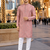 Pink embroidered silk straight kurta