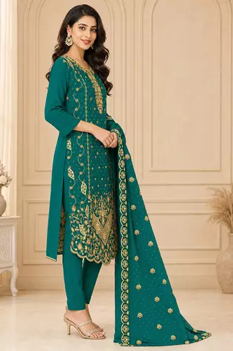 Women’s embroidered unstitched salwar suit dress material with dupatta