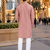 Pink embroidered silk straight kurta