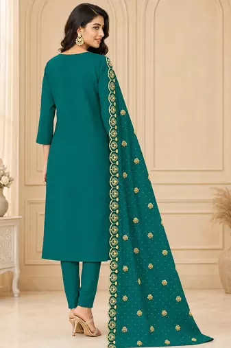 Women’s embroidered unstitched salwar suit dress material with dupatta