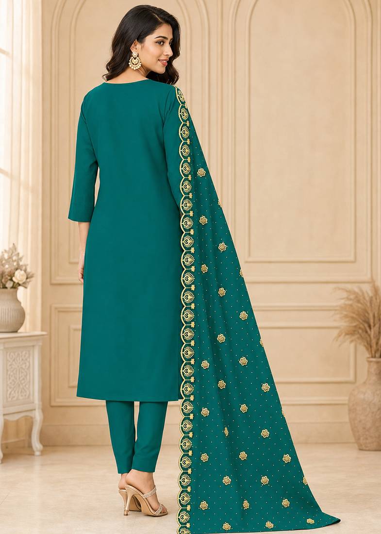 Women’s embroidered unstitched salwar suit dress material with dupatta