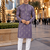 Purple embroidered silk straight kurta