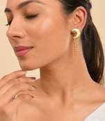 Gold Plated Moon Dangler Earrings For Women | Trendy Drop Earrings