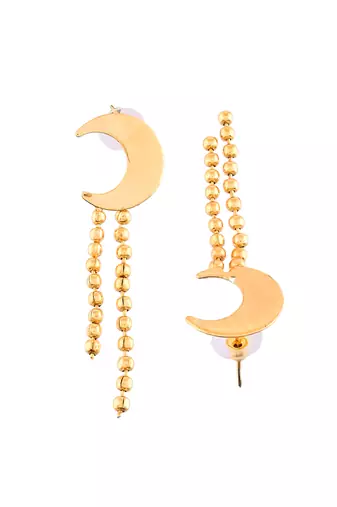 Gold Plated Moon Dangler Earrings For Women | Trendy Drop Earrings