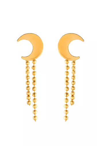 Gold Plated Moon Dangler Earrings For Women | Trendy Drop Earrings