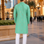 Turquise embroidered silk straight kurta