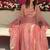 Pink fandy silk  party wear embroidery anarkali suit set