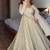 Cream chinon silk  party wear embroidery anarkali suit set