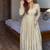 Cream chinon silk  party wear embroidery anarkali suit set