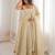 Cream cosmo silk party wear embroidery anarkali suit set