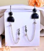 Black Oxidised Silver Chain Ear Cuff Earring For Women | Boho Ear Connector
