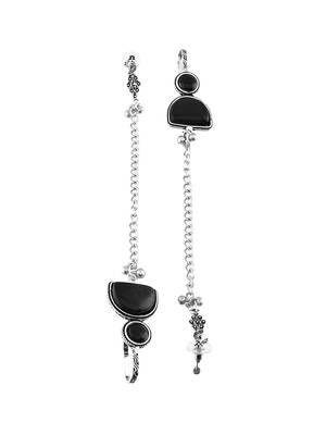 Black Oxidised Silver Chain Ear Cuff Earring For Women | Boho Ear Connector 3