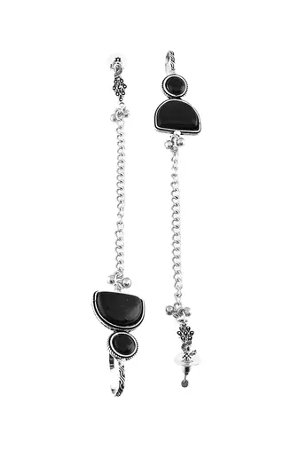 Black Oxidised Silver Chain Ear Cuff Earring For Women | Boho Ear Connector