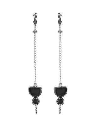 Black Oxidised Silver Chain Ear Cuff Earring For Women | Boho Ear Connector 4