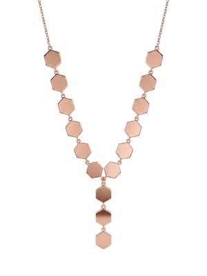 925 Sterling Silver Rose Gold  Modern Minimalist Adjustable Geometric Hexagon Lariat Necklace Set  4