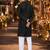 Black embroidered silk blend straight kurta