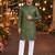 Green embroidered silk blend straight kurta