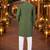 Green embroidered silk blend straight kurta