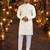 White embroidered silk blend straight kurta