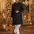Black embroidered silk blend straight kurta