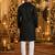 Black embroidered silk blend straight kurta