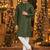 Green embroidered silk blend straight kurta