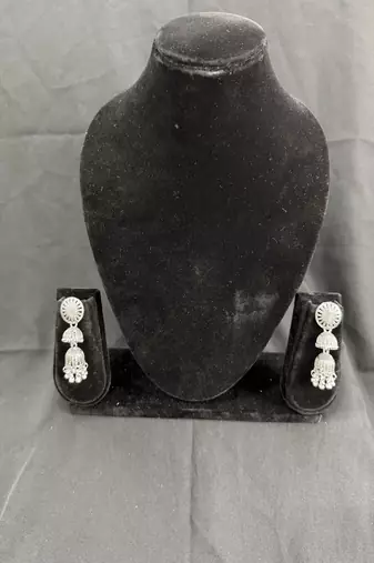 Oxidised Silver Double Jhumka Earrings for Women, Traditional Long Drop Ethnic Jewellery for Navratri Garba Wedding