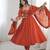 Trendy Silk blend  and heavy embroidery sequence  work rust readymade ethnic gown