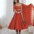 Trendy Silk blend  and heavy embroidery sequence  work rust readymade ethnic gown
