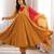 Trendy  roman  silk embroidery sequence  and mirror work musterd yellow readymade ethnic gown