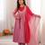 Trendy  roman  silk embroidery sequence  and mirror work pink readymade ethnic gown