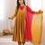 Trendy  roman  silk embroidery sequence  and mirror work musterd yellow readymade ethnic gown