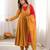 Trendy  roman  silk embroidery sequence  and mirror work musterd yellow readymade ethnic gown