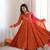 Trendy  roman  silk embroidery sequence  and mirror work rust readymade ethnic gown