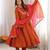 Trendy  roman  silk embroidery sequence  and mirror work rust readymade ethnic gown